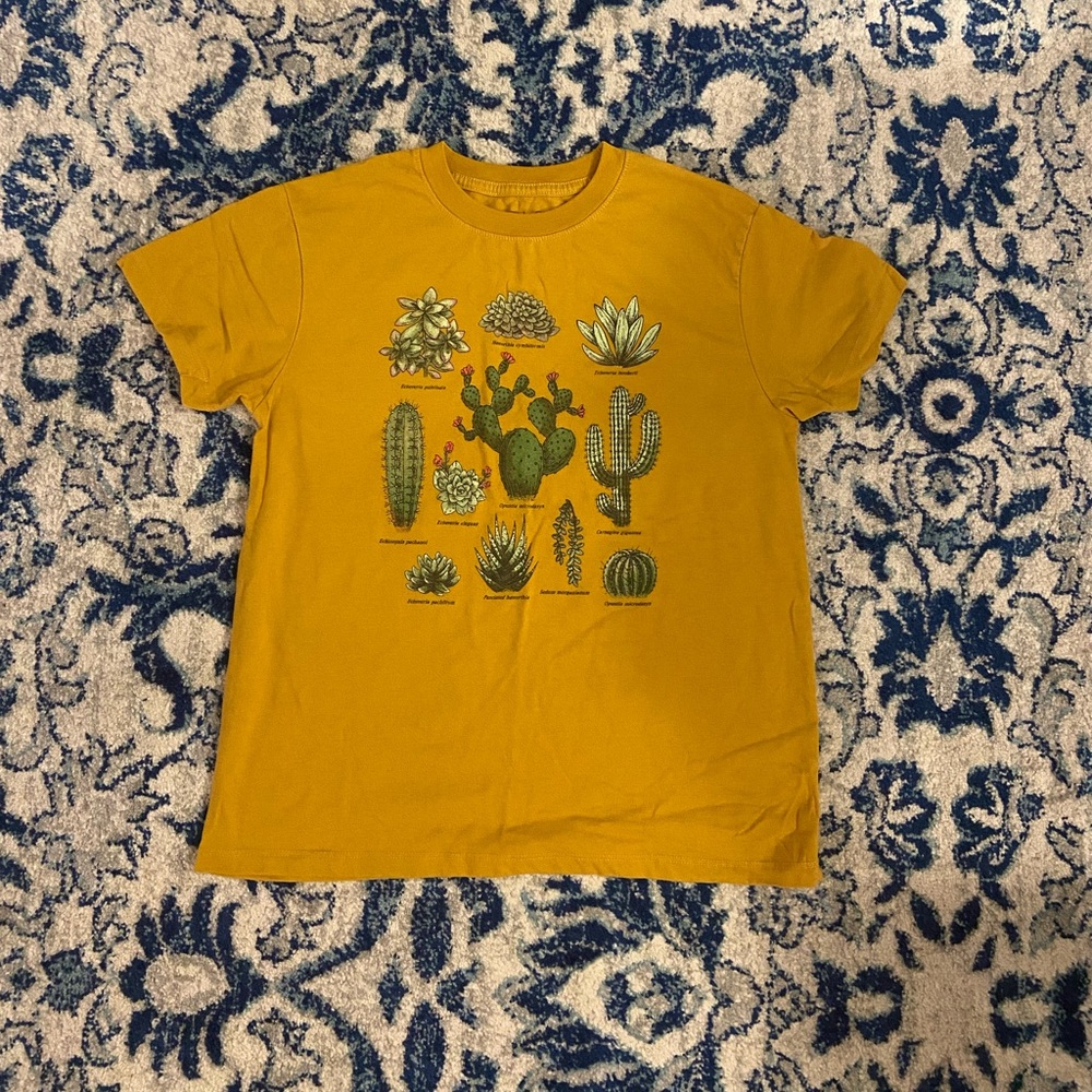 Yellow Mustard Gold Succulent Plant Cropped Tee